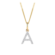 Initial Diamond Pendant in 9ct Yellow Gold