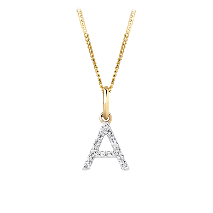 Initial Diamond Pendant in 9ct Yellow Gold