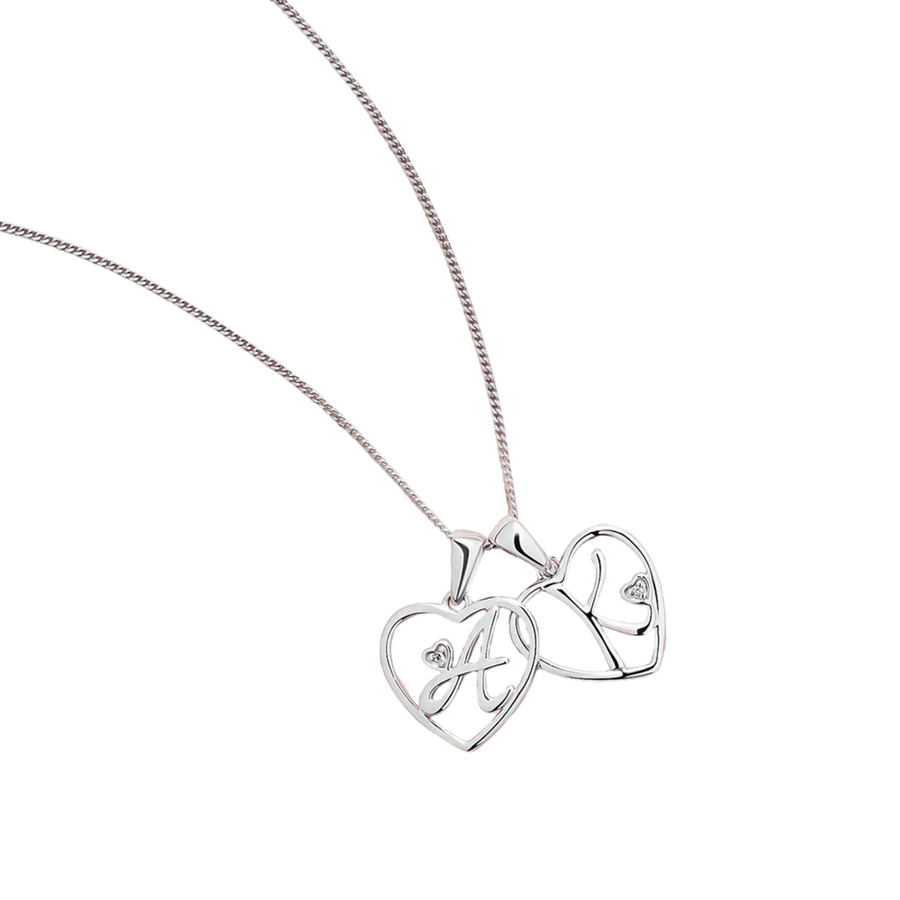 Initial Heart Pendant in Sterling Silver