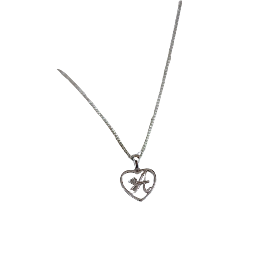 Initial Heart Pendant in Sterling Silver