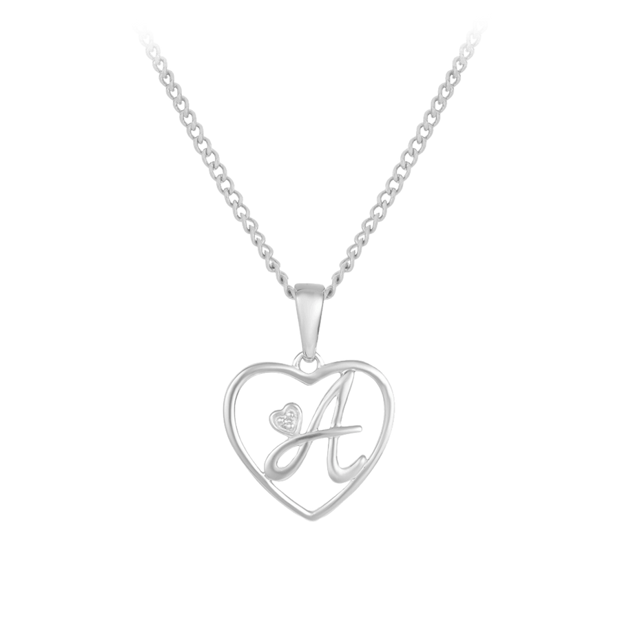 Initial Heart Pendant in Sterling Silver