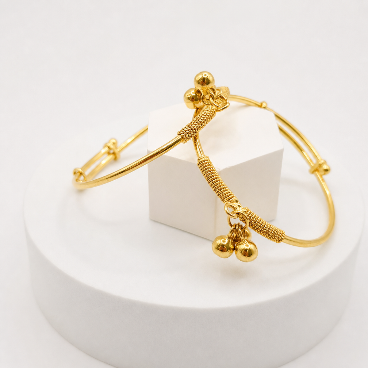 Bell Charm Baby Kada Pair in 22ct gold — view 3