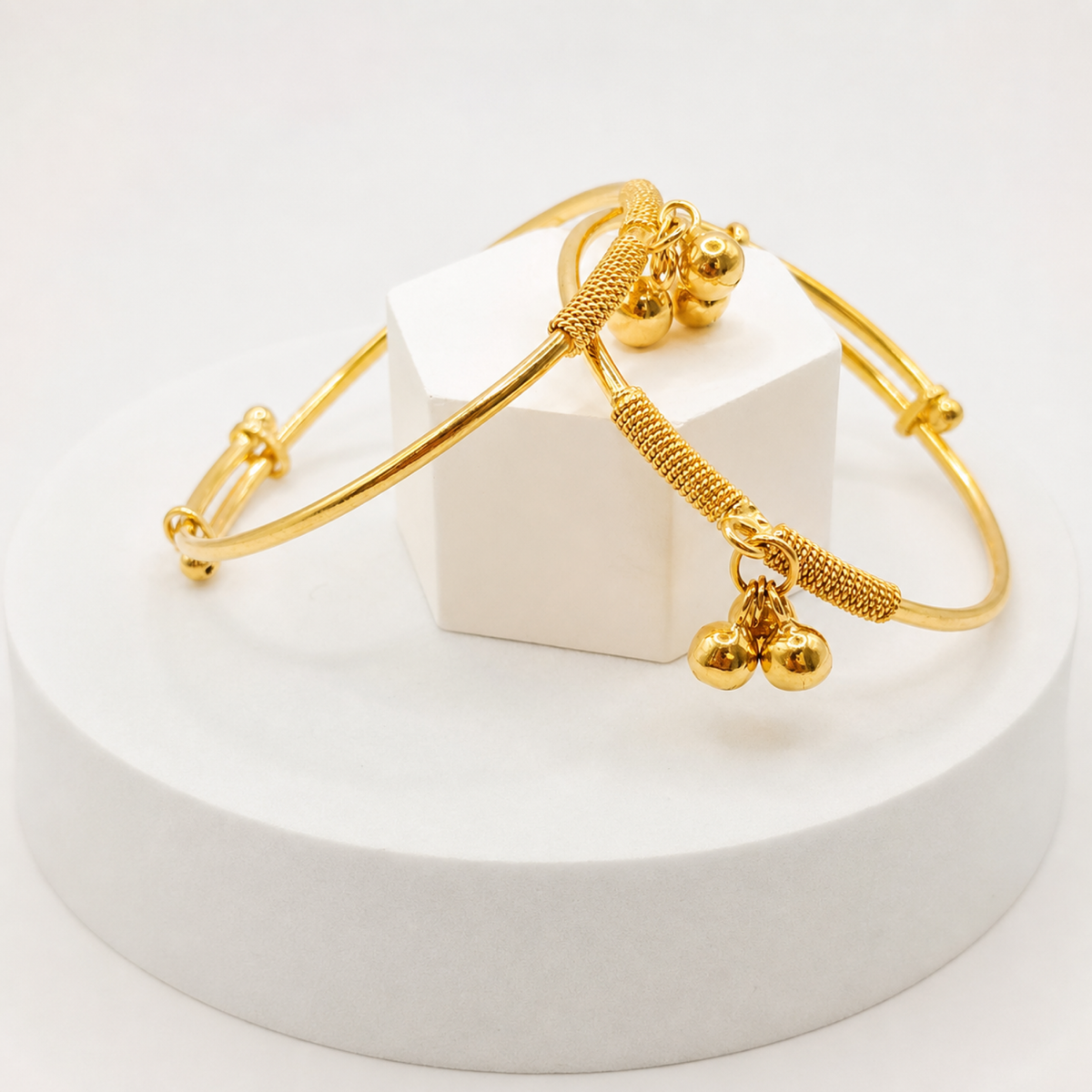 Bell Charm Baby Kada Pair in 22ct gold — view 4