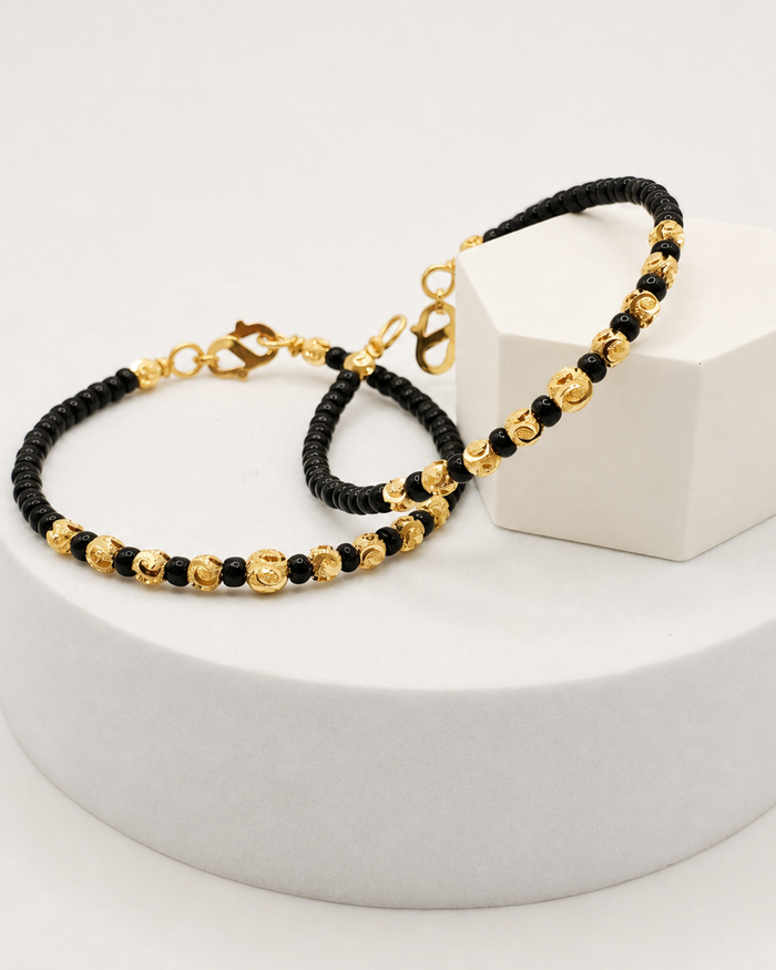 Black and Gold Baby Kada Pair in 22ct gold — view 1