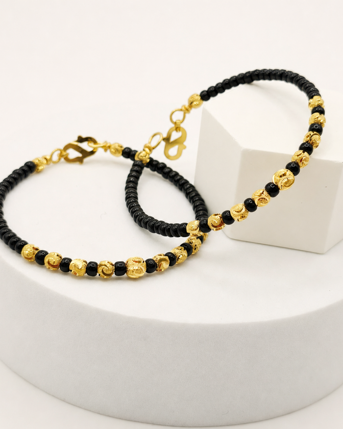 Black and Gold Baby Kada Pair in 22ct gold — view 2