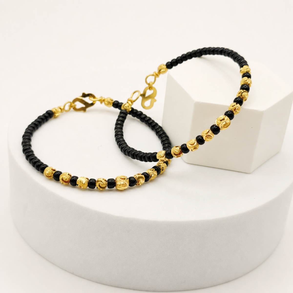 Black and Gold Baby Kada Pair in 22ct gold — view 2