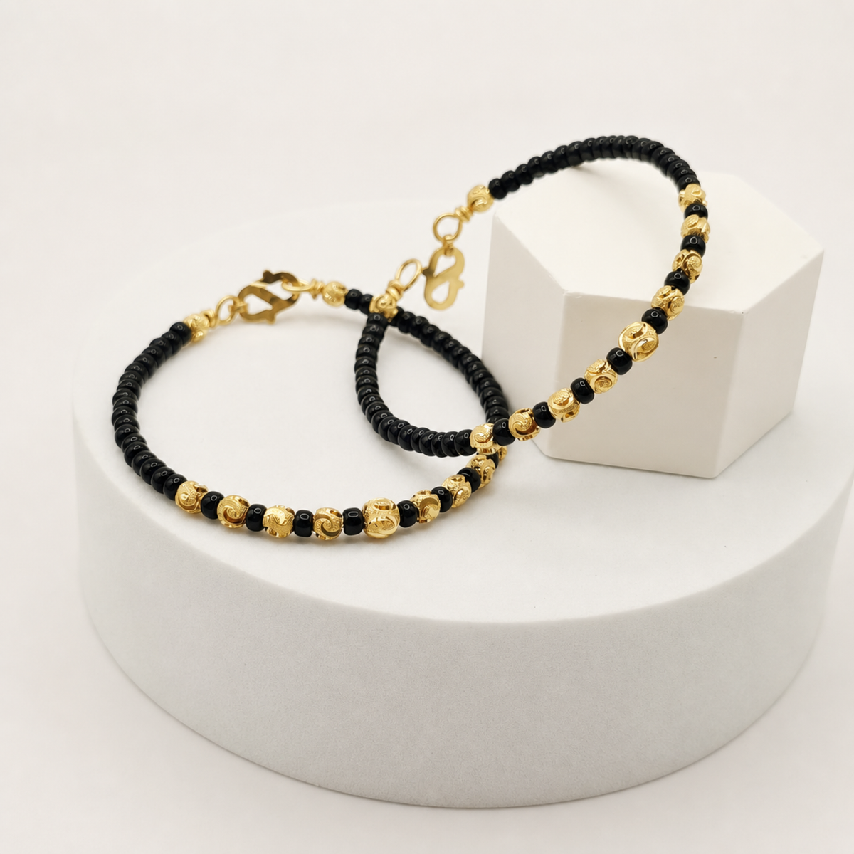 Black and Gold Baby Kada Pair in 22ct gold — view 3