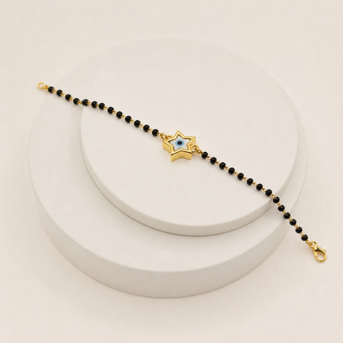 Star Evil Eye Baby Bracelet in 22ct gold — view 1