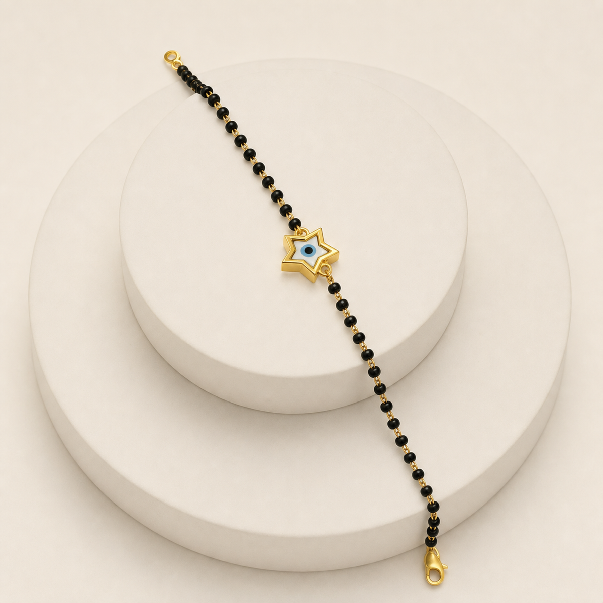Star Evil Eye Baby Bracelet in 22ct gold — view 2