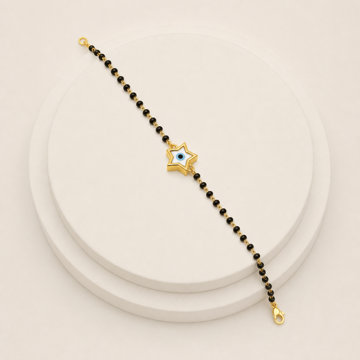 Star Evil Eye Baby Bracelet in 22ct gold — view 3