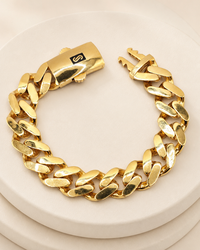 Cuban Link Men's Bracelet in 22ct gold — view 1
