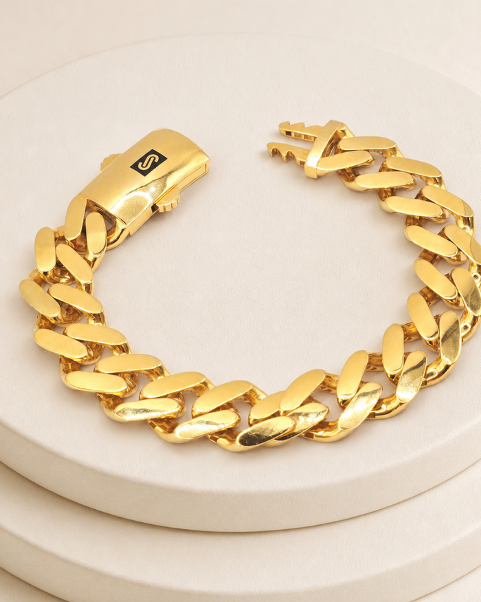 Cuban Link Men's Bracelet in 22ct gold — view 2