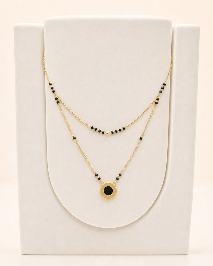 Black Disc Mangalsutra in 22ct gold — view 1