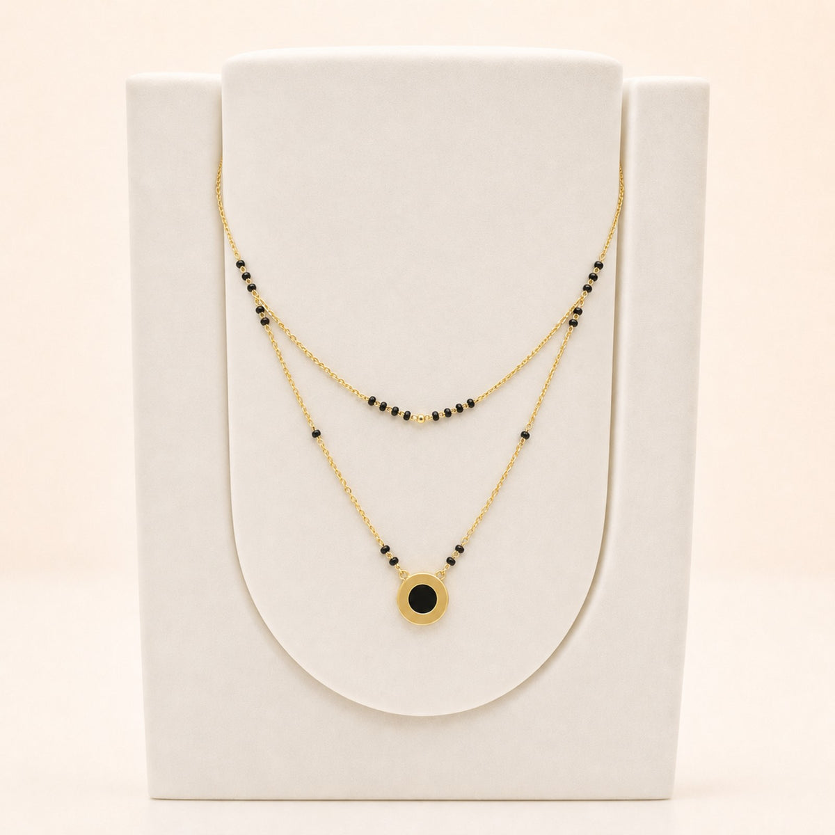 Black Disc Mangalsutra in 22ct gold — view 1
