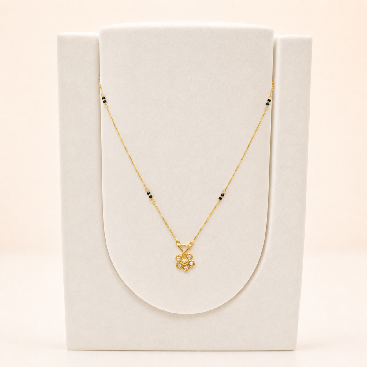 Floral Pendant Mangalsutra in 22ct gold — view 3