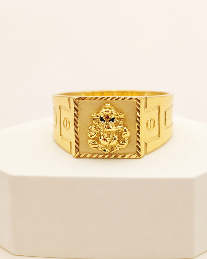 Ganesha Signet Ring in 22ct gold — view 1