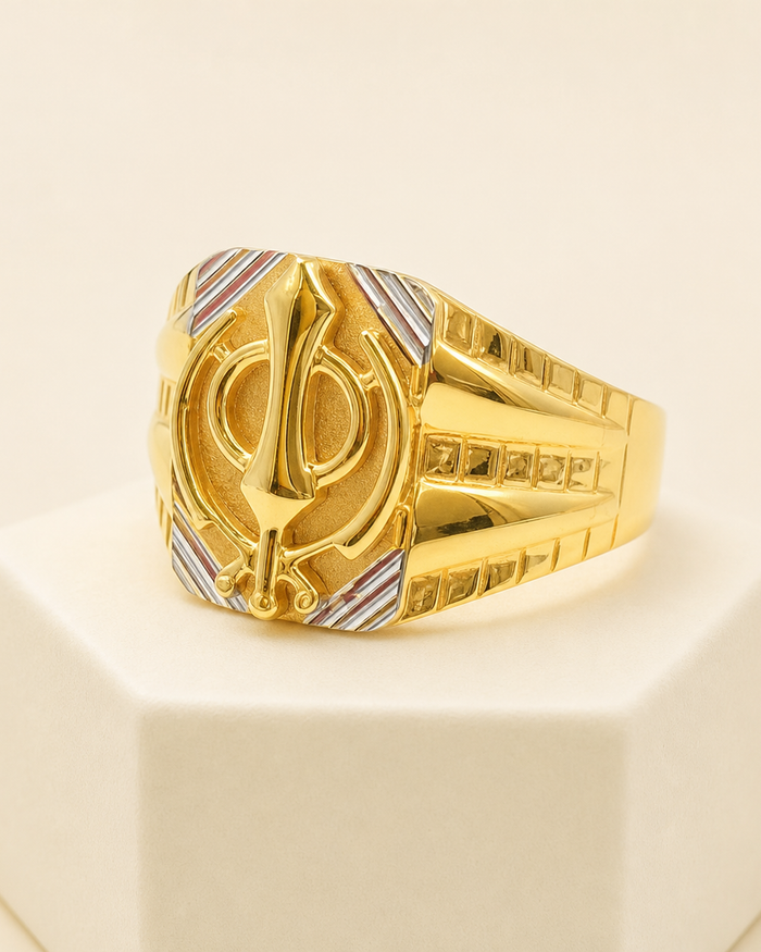 Khanda Signet Ring in 22ct gold — view 1