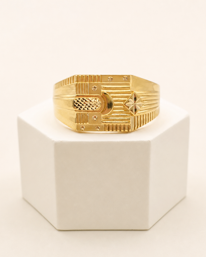 Abstract Geometric Ring in 22ct gold — view 1