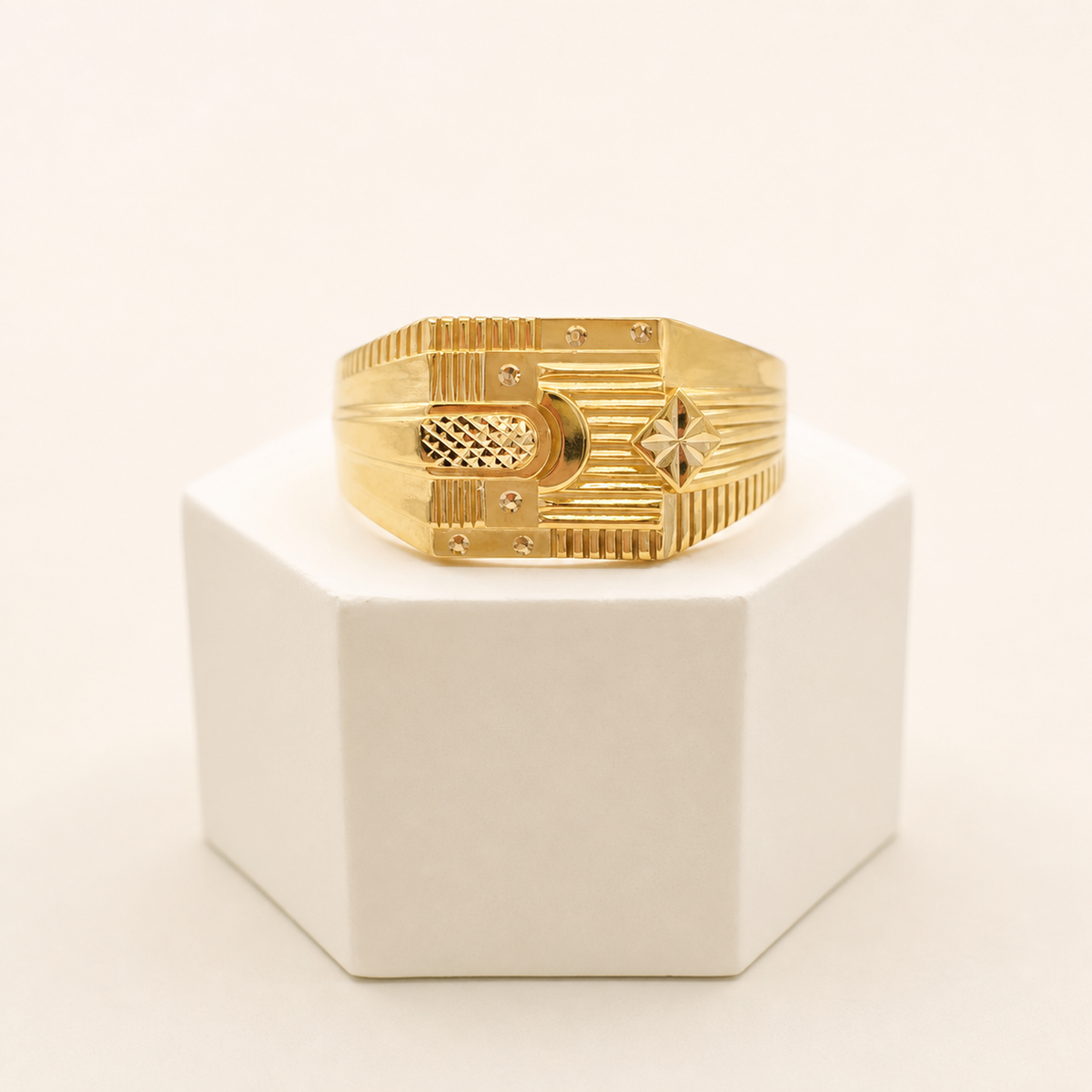 Abstract Geometric Ring in 22ct gold — view 1
