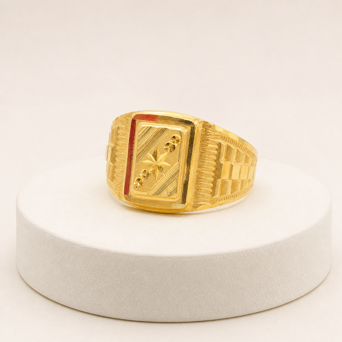 Starburst Signet Ring in 22ct gold — view 1