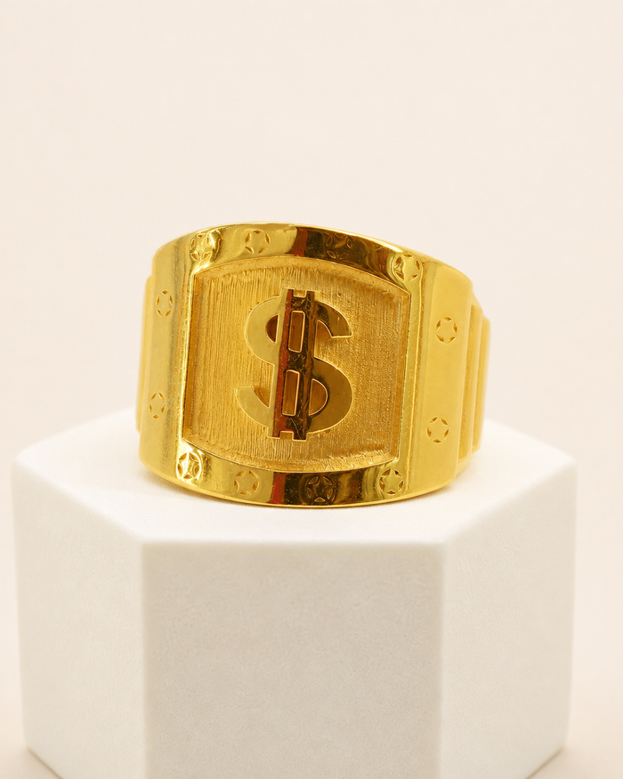 Dollar Sign Ring in 22ct gold — view 1