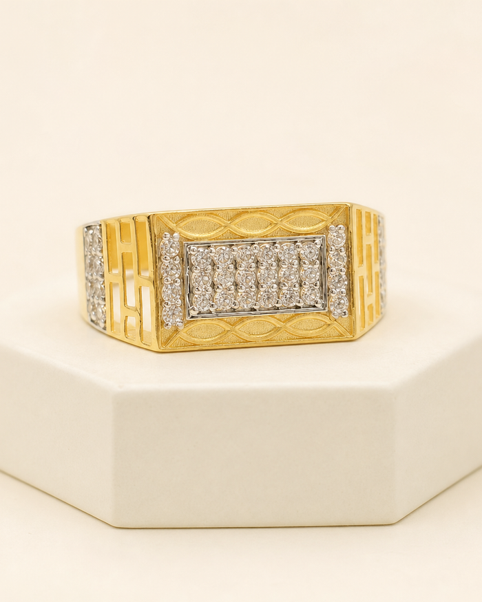 Two Tone Pave Ring in 22ct gold — view 1