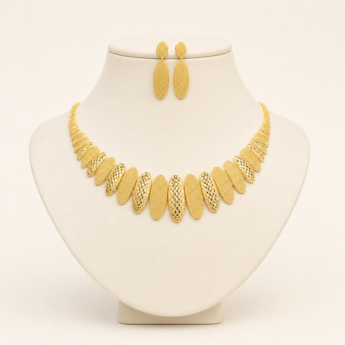 Shimmering Petals Necklace Set in 22ct gold — view 1