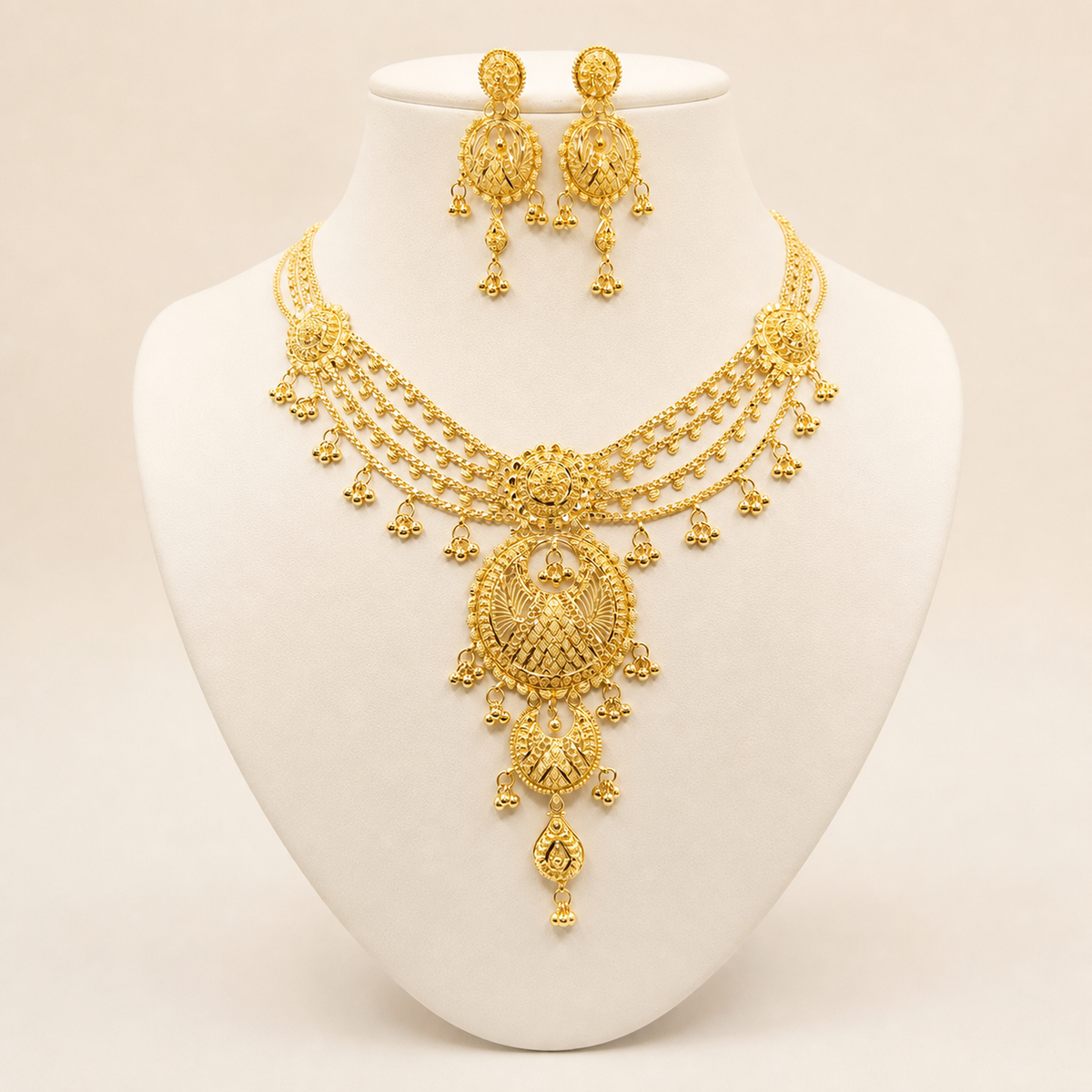 Regal Blossom Necklace Set in 22ct gold — view 2