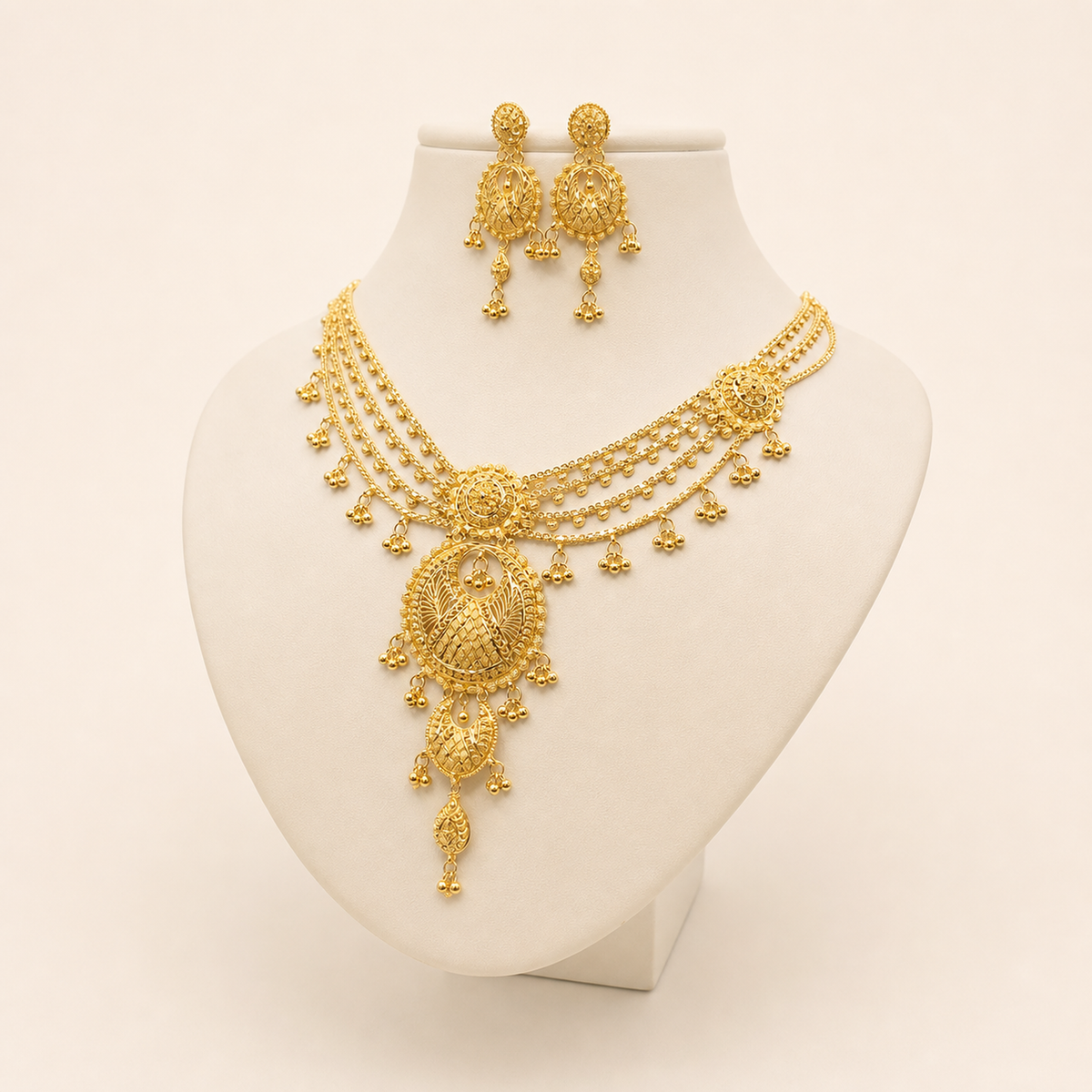 Regal Blossom Necklace Set in 22ct gold — view 3