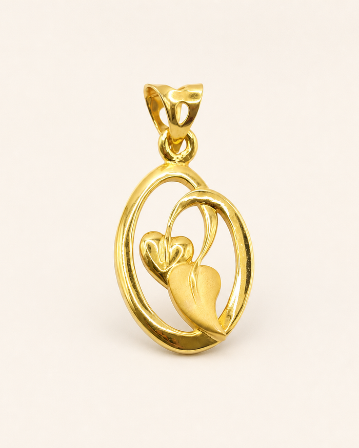 Dual Leaf Pendant in 22ct gold — view 1