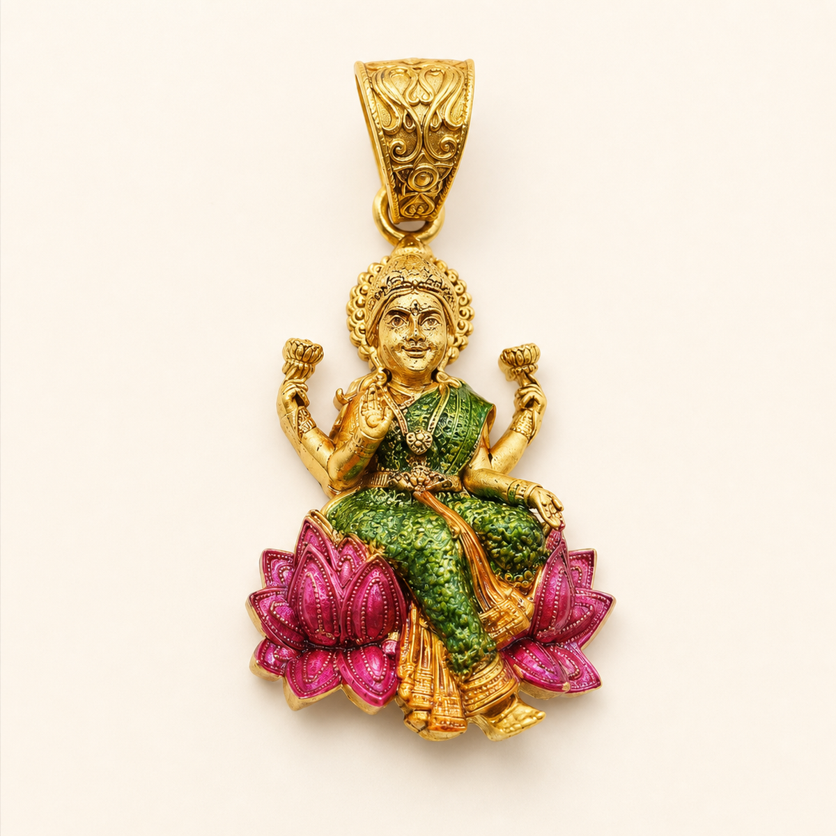 Lakshmi Lotus Pendant in 22ct gold — view 1