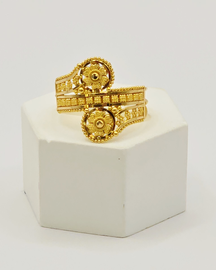 Dual Floral Ring in 22ct gold — view 1