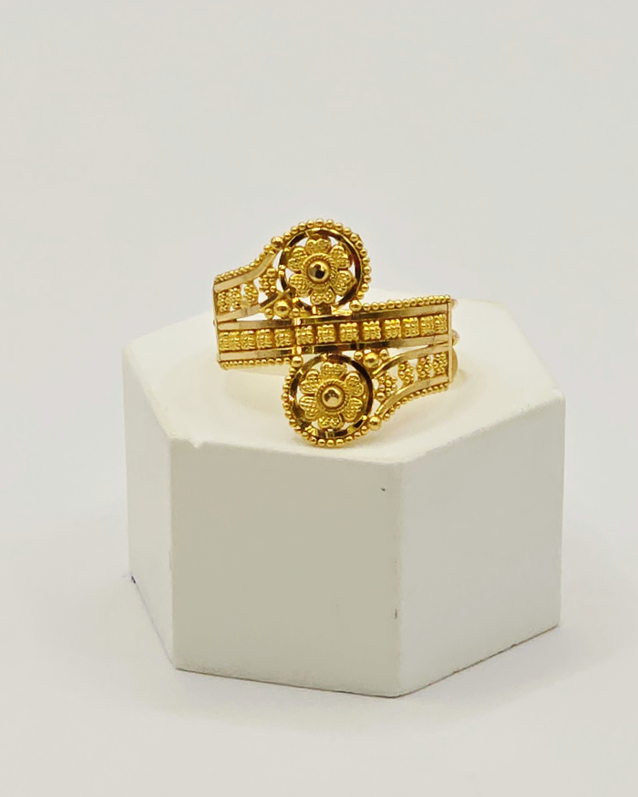 Dual Floral Ring in 22ct gold — view 2