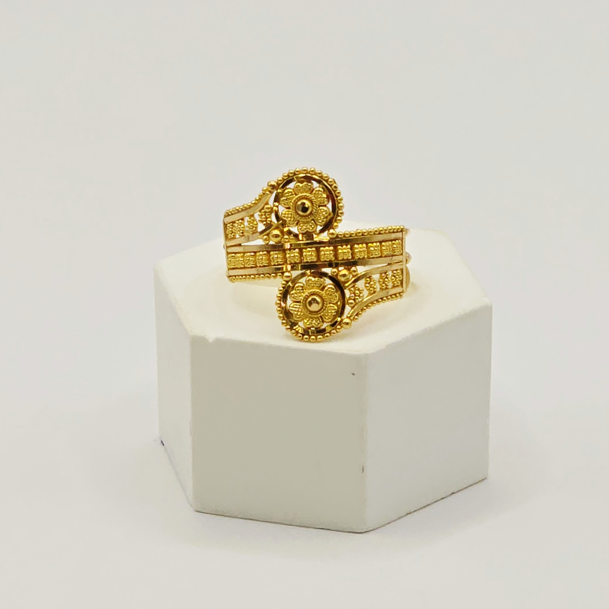 Dual Floral Ring in 22ct gold — view 2