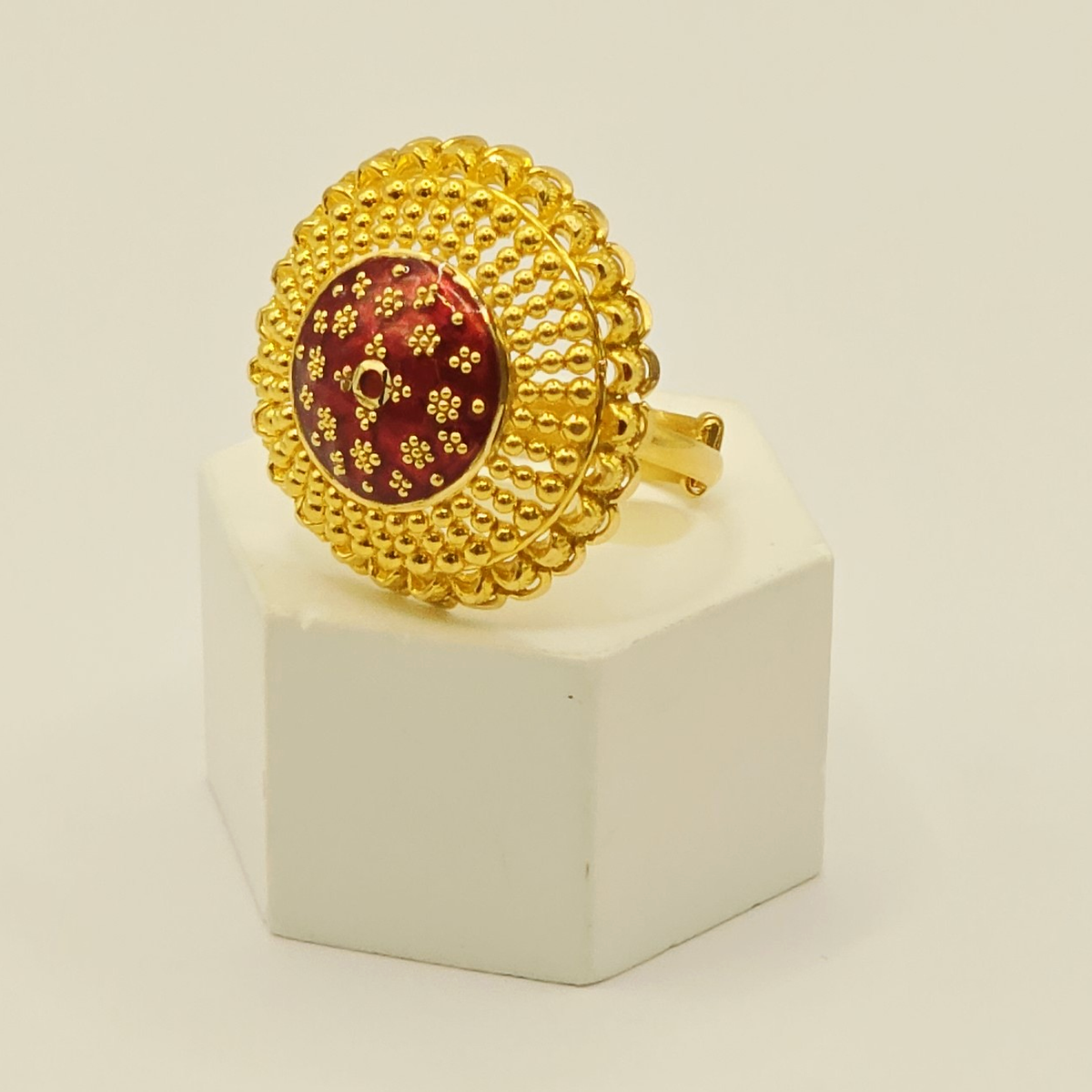 Red Blossom Ring in 22ct gold — view 1