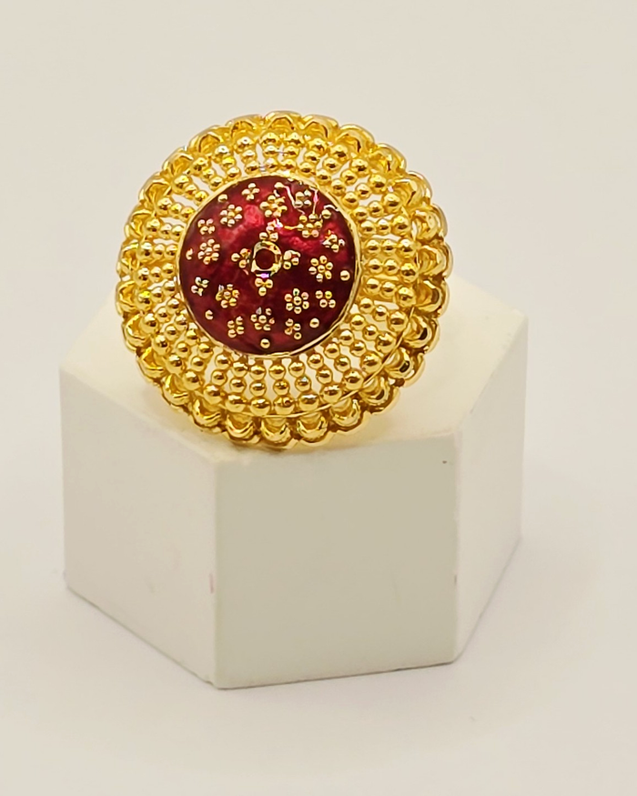 Red Blossom Ring in 22ct gold — view 2