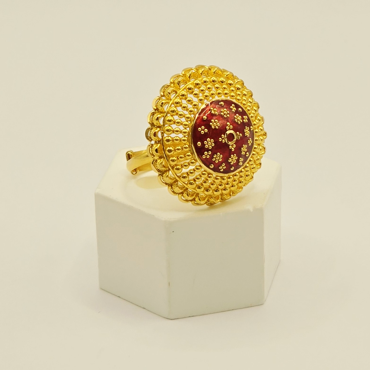 Red Blossom Ring in 22ct gold — view 3