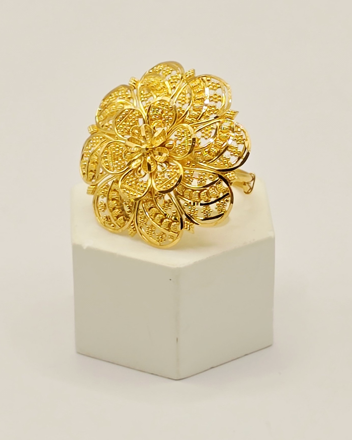 Layered Floral Ring in 22ct gold — view 1