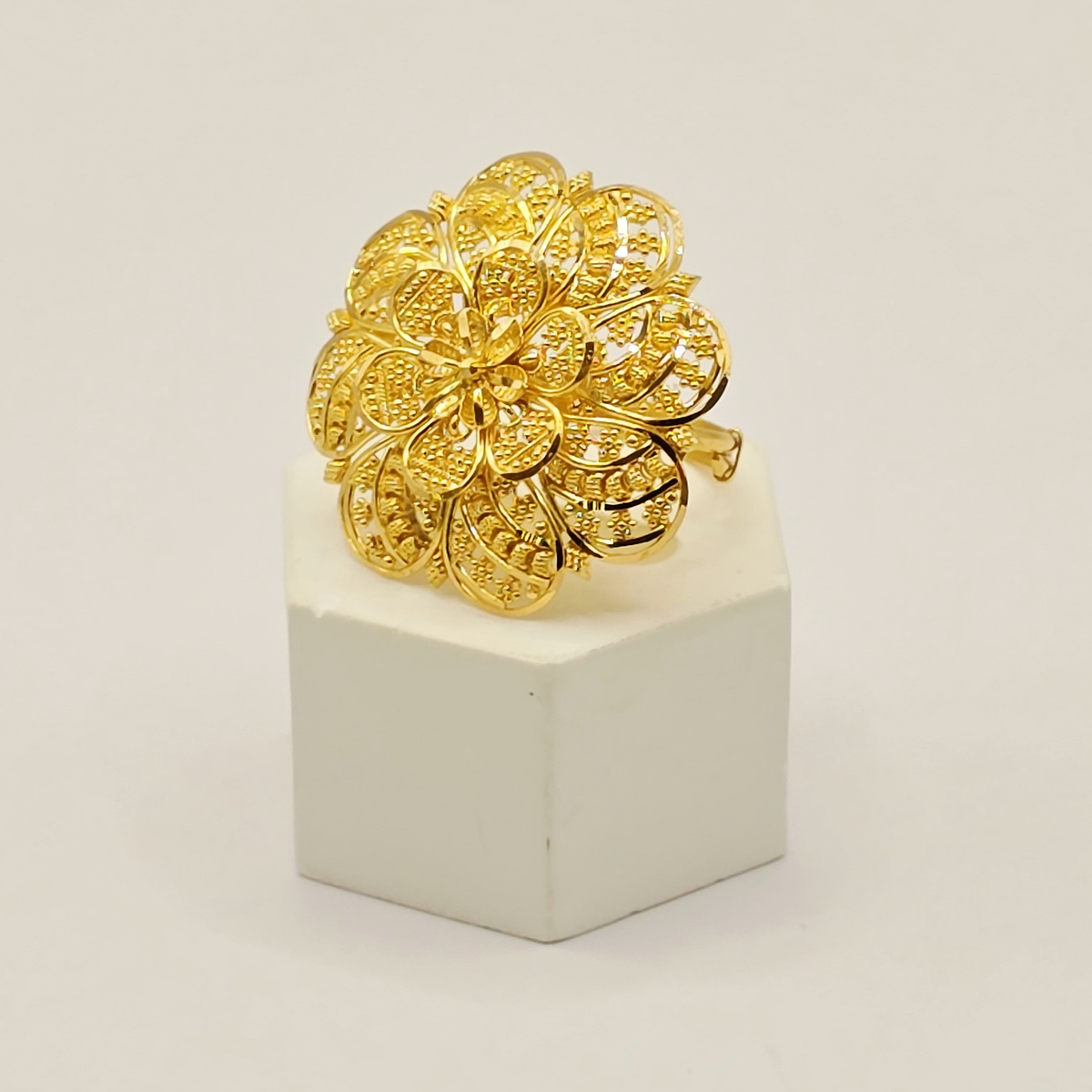 Layered Floral Ring in 22ct gold — view 1
