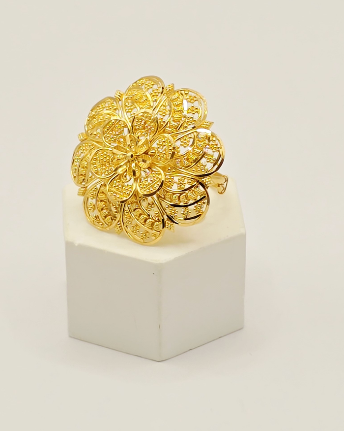 Layered Floral Ring in 22ct gold — view 2