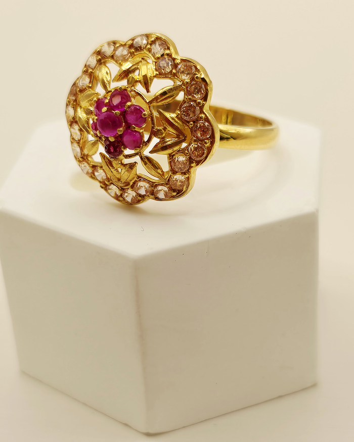 Ruby Floral Ring in 22ct gold — view 2