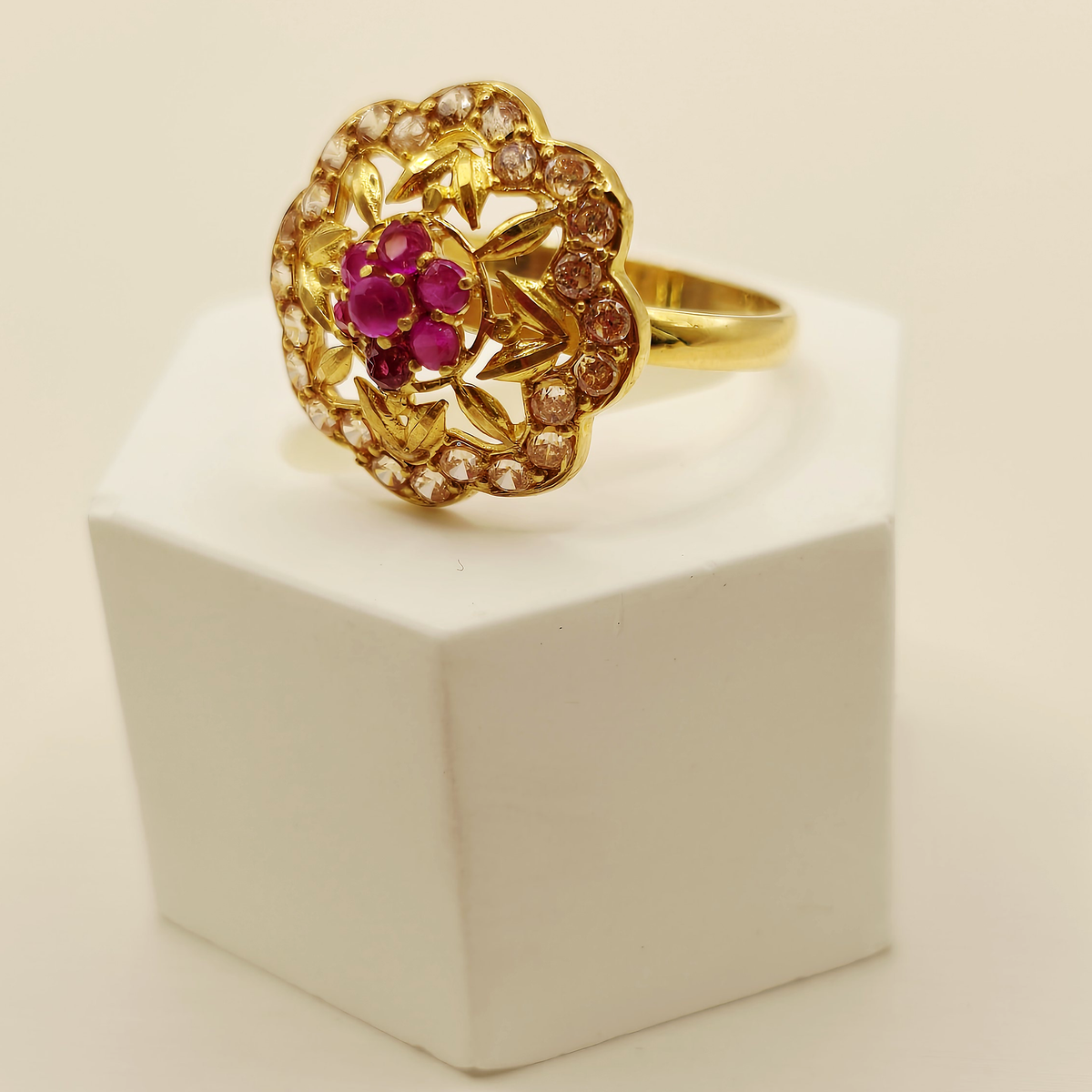 Ruby Floral Ring in 22ct gold — view 2