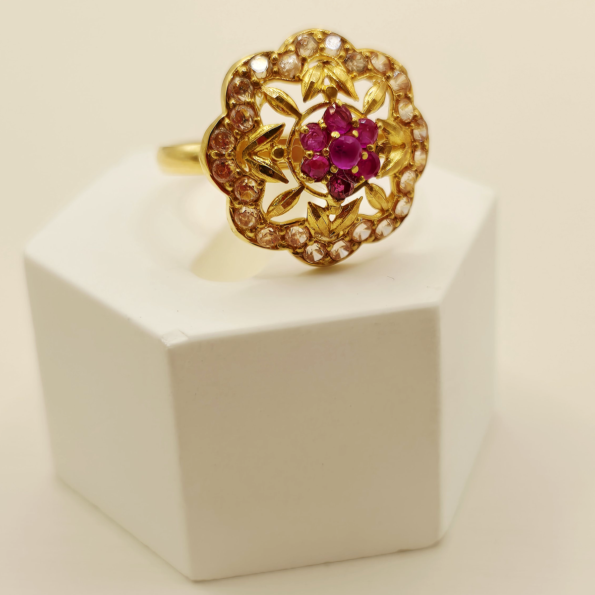 Ruby Floral Ring in 22ct gold — view 3