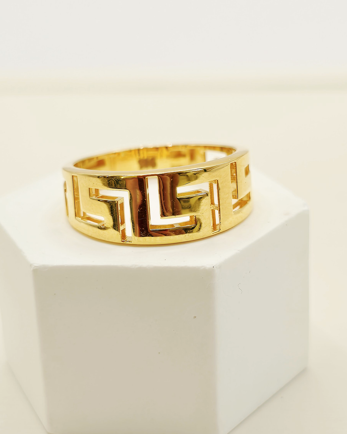 Greek Key Ring in 22ct gold — view 1