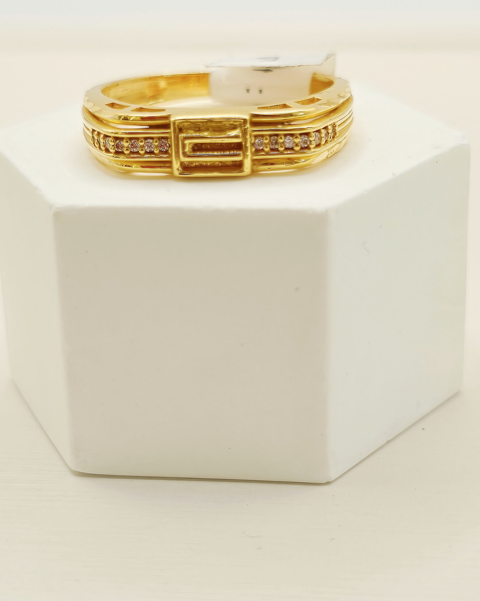 Geometric Band Ring in 22ct gold — view 1