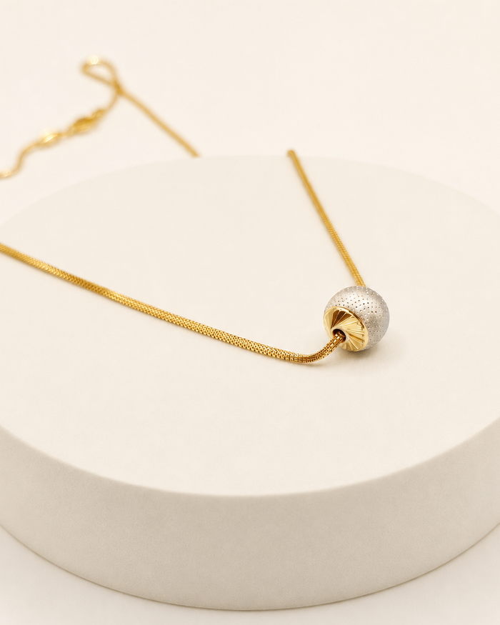 Two Tone Bead Small Necklace in 22ct gold — view 1