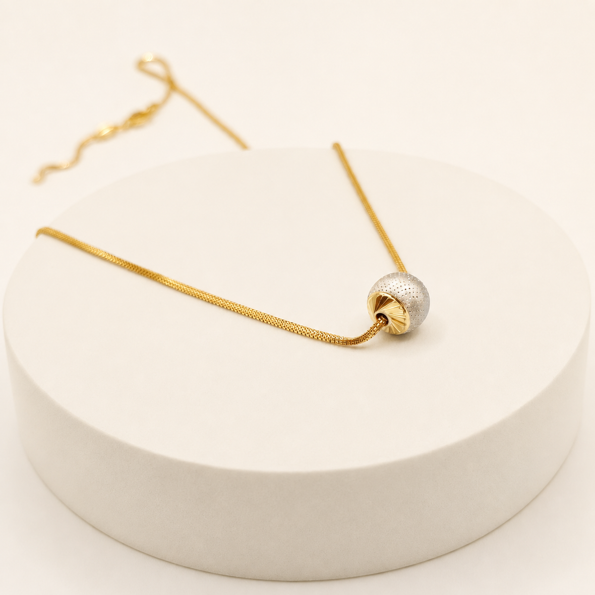 Two Tone Bead Small Necklace in 22ct gold — view 1