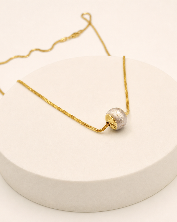 Two Tone Bead Small Necklace in 22ct gold — view 2
