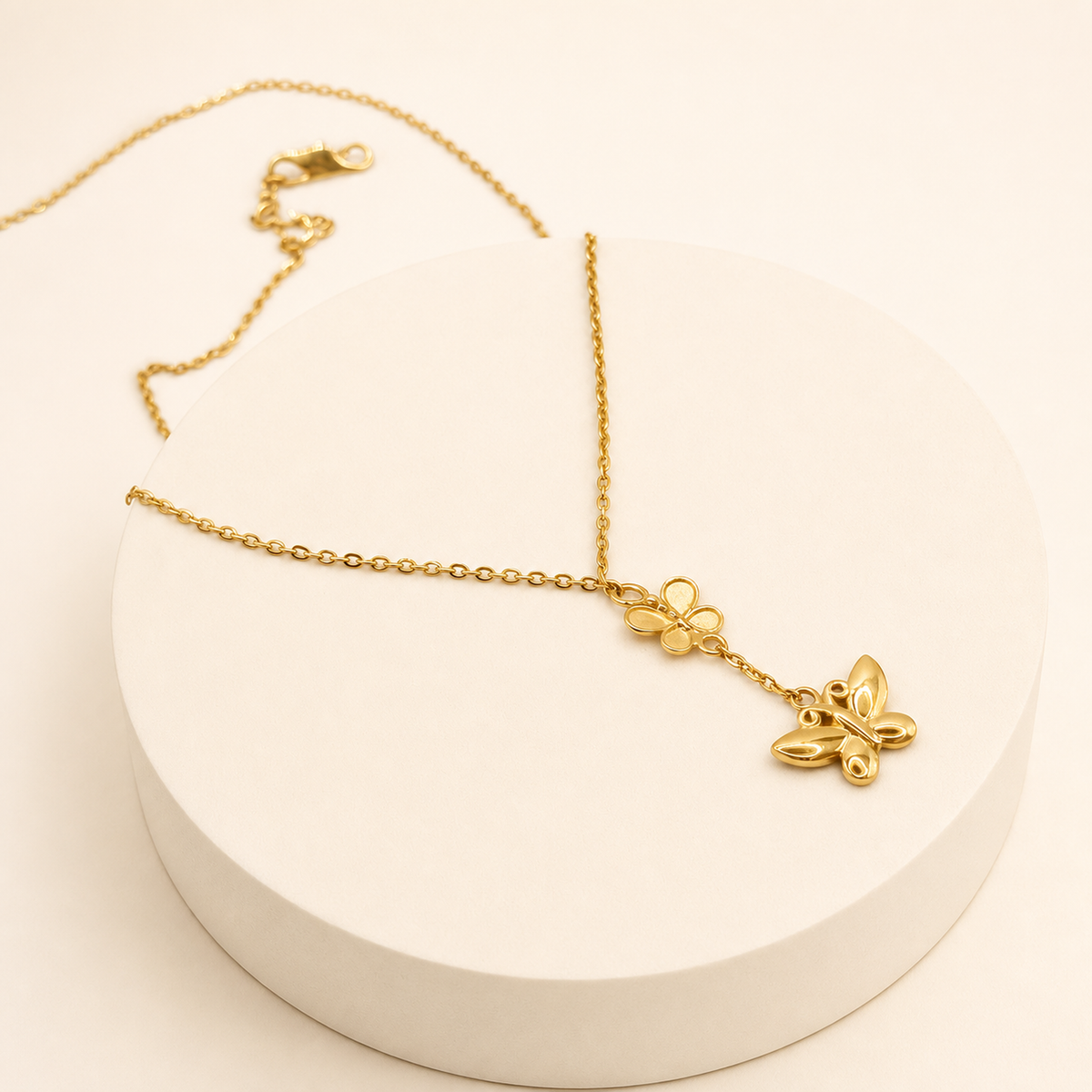 Butterfly Drop Small Necklace in 22ct gold — view 2
