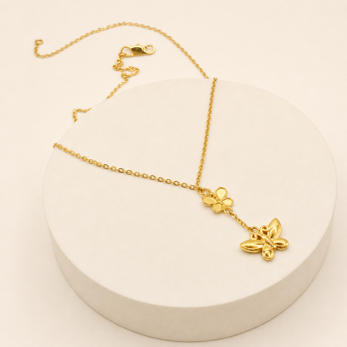 Butterfly Drop Small Necklace in 22ct gold — view 3
